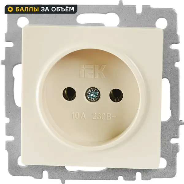 Розетка встраиваемая IEK Brite РС10-1-0-БрКр без заземления цвет бежевый