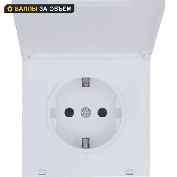 Розетка встраиваемая Lezard Zima с заземлением с крышкой IP44 цвет белый