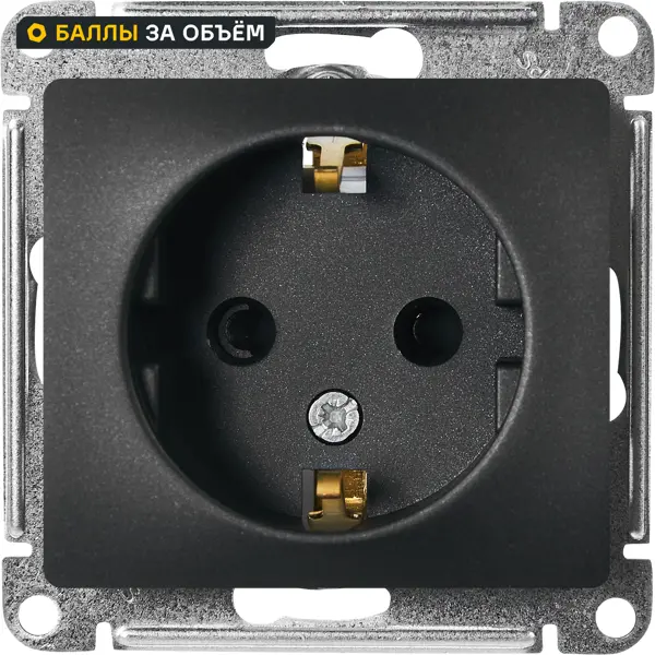 Розетка встраиваемая Systeme Electric Glossa с заземлением с шторками цвет антрацит GSL000745