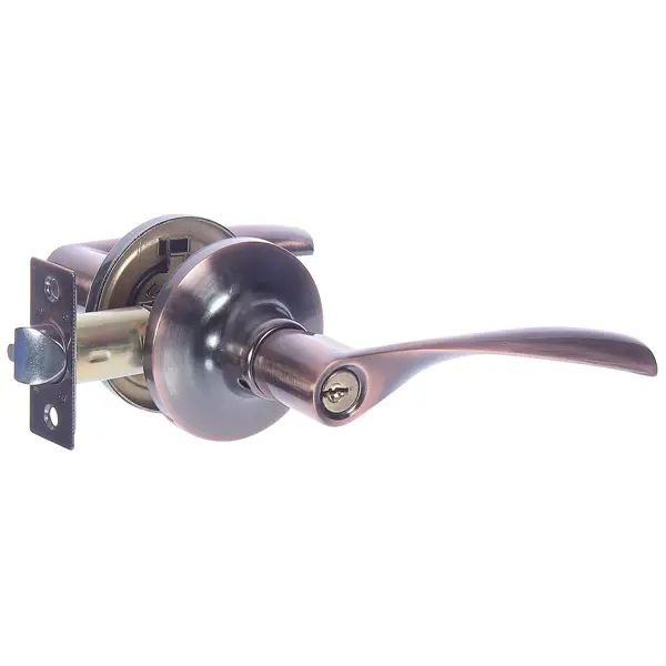 Ручка дверная на розетке Avers 8023-01 с ключом и фиксатором медь