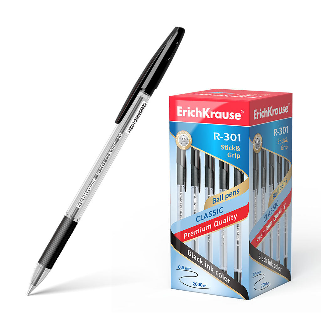 Ручка шариковая Erich Krause R-301 Classic Stick&Grip черный