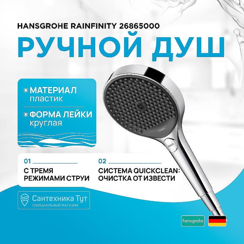 Ручной душ Hansgrohe Rainfinity EcoSmart 26865000 Хром