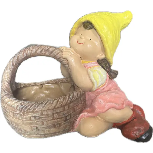 Садовая фигура Девочка с лукошком смола 39x32x22 см