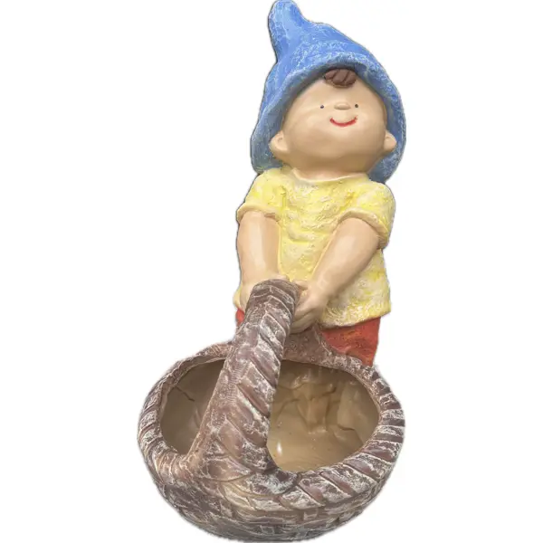 Садовая фигура Мальчик с лукошком смола 45x27x23 см