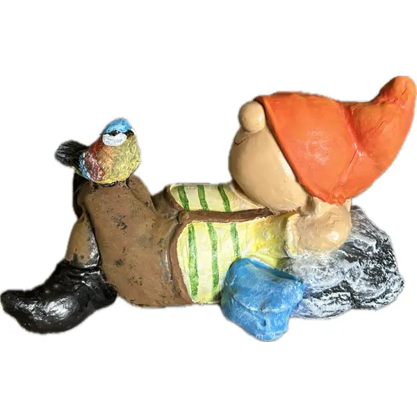 Садовая фигура Мальчик у камня смола 41x26x26 см