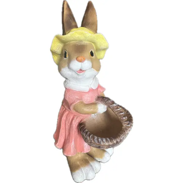 Садовая фигура Зайчиxа с лукошком смола 42x22x19 см