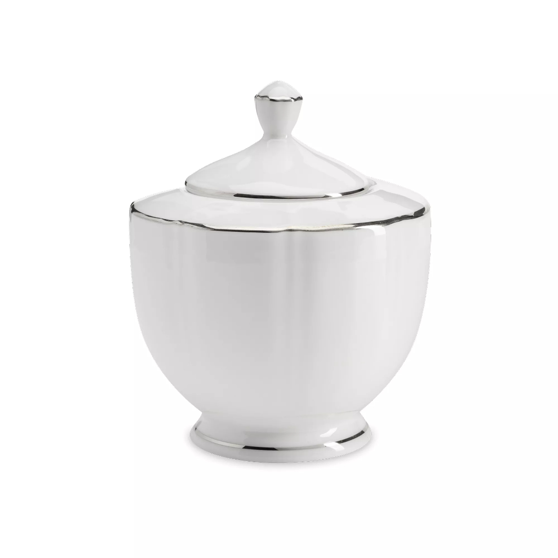 Сахарница Anna Lafarg Emily Lotus silver, 250 мл 10,5 см, фарфор, белый с серебристым кантом, AL-1302L-E11