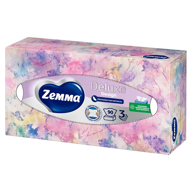 салфетки косметические ZEMMA Deluxe Design 3-слойные 90шт