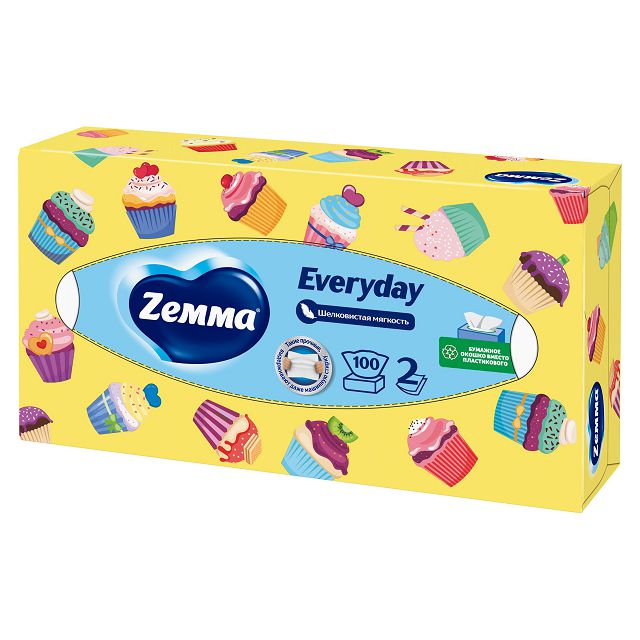 салфетки косметические ZEMMA Everyday 2-слойные 100шт