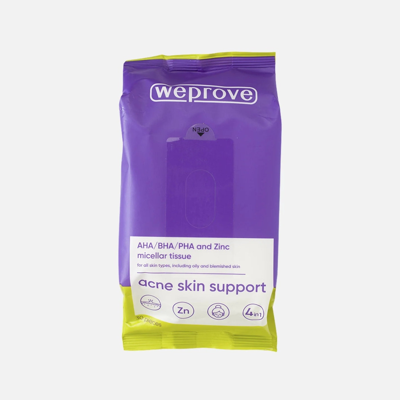 Салфетки мицеллярные Weprove с кислотами и цинком 30 шт