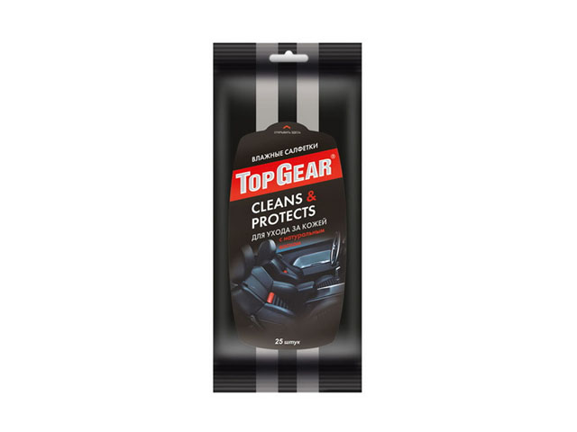 салфетки влажные TOP GEAR для кожаной обивки 20х16см 25шт