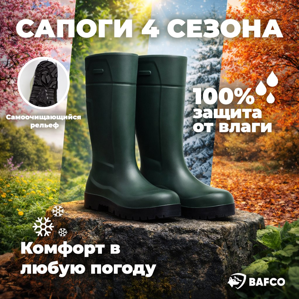 Сапоги мужские Bafco полиуретан темно-зеленый р.41