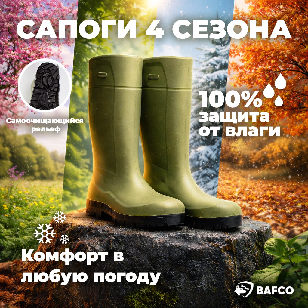 Сапоги мужские Bafco полиуретан зеленый р.41