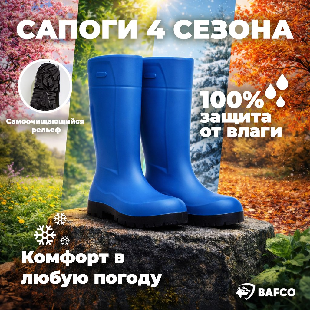 Сапоги женские Bafco полиуретан синий р.39
