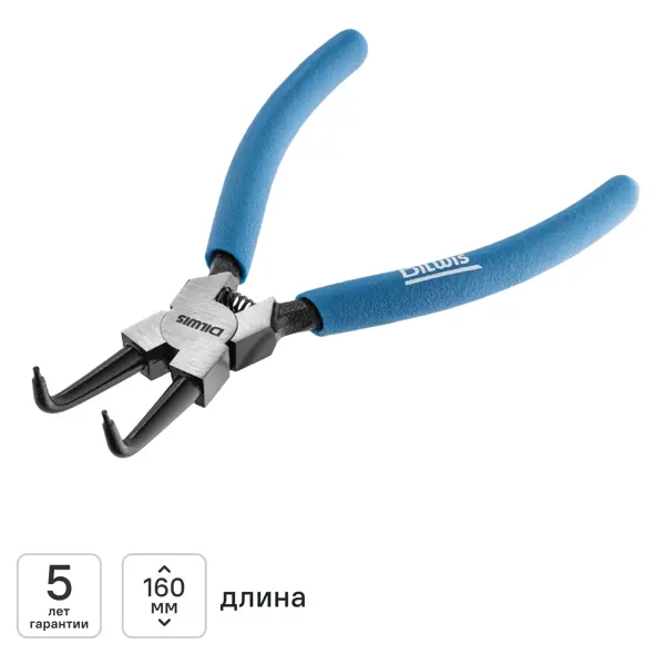 Съемник внутренних стопорных колец изогнутый DILWIS KLN2D38 160 мм