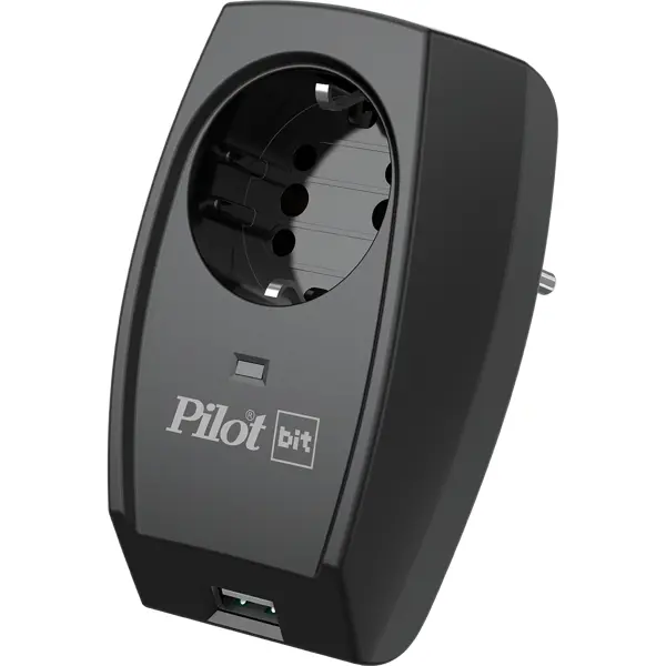 Сетевой фильтр Pilot 1 розетка 3 Вт с USB цвет черный