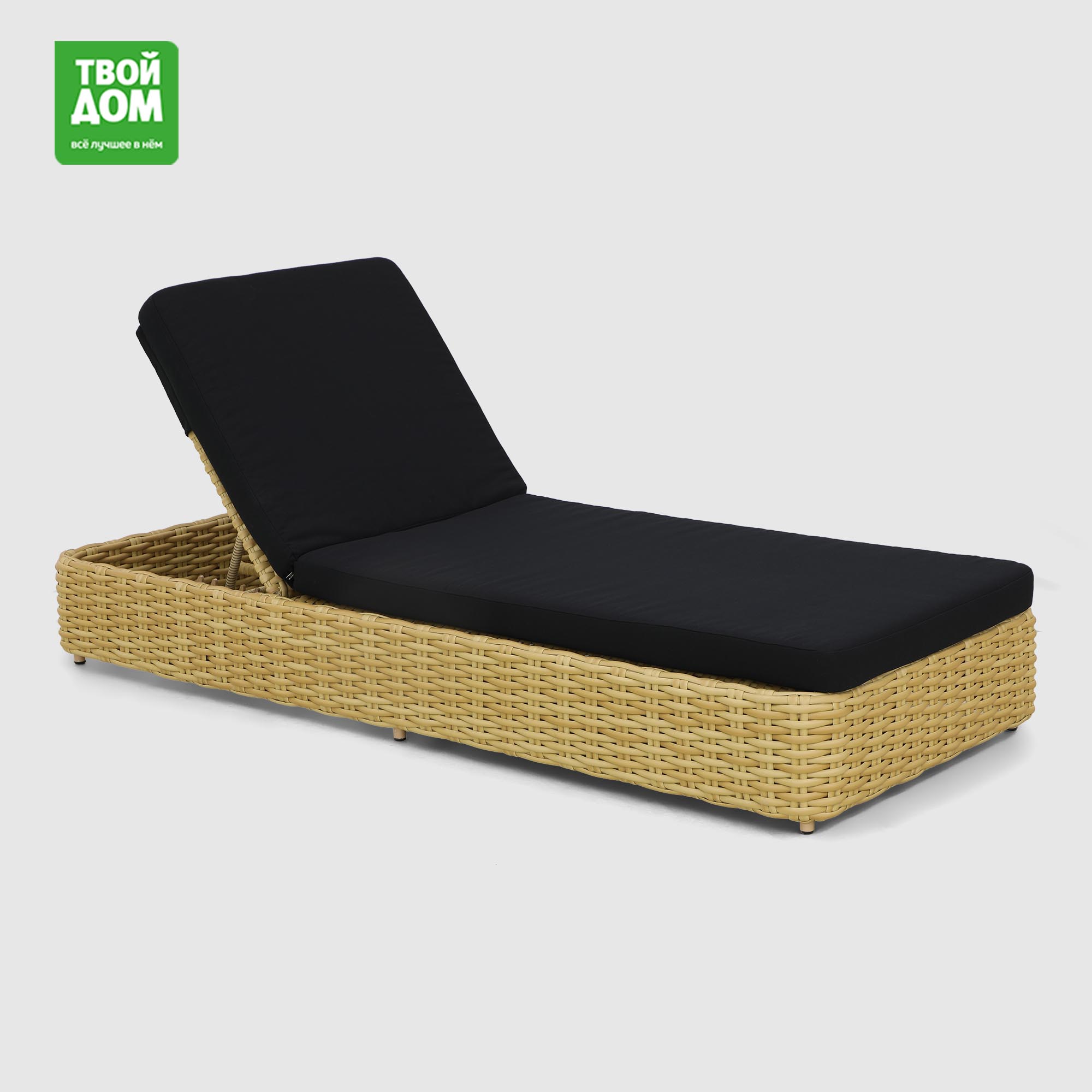Шезлонг Rattan grand Bubble светло-бежевый с чёрным 85х210х30 см