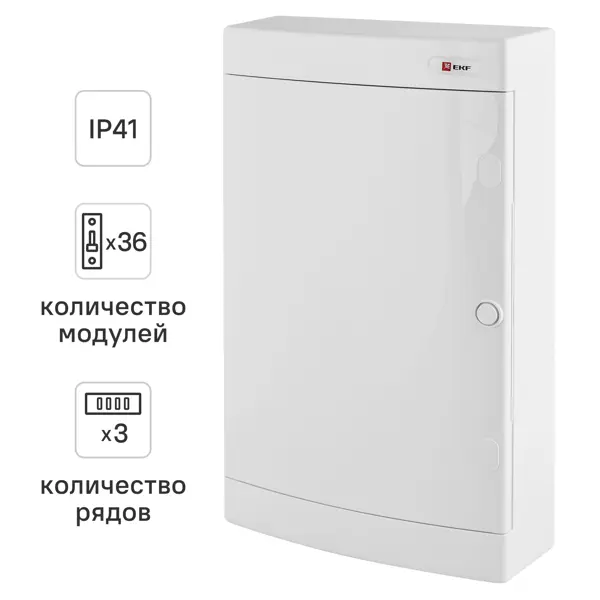 Щит распределительный навесной EKF Unix 36 модулей IP40 пластик цвет белый