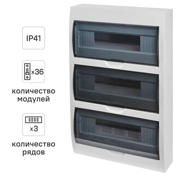Щит распределительный навесной IEK Home ЩРН-П-36 36 модулей IP41 пластик