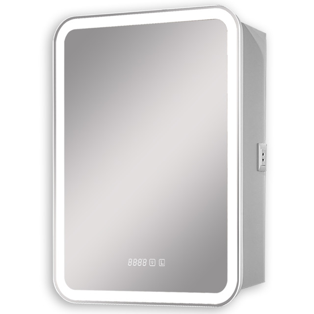 шкаф зеркальный для ванной Silver Mirrors Фиджи с часами 60 см