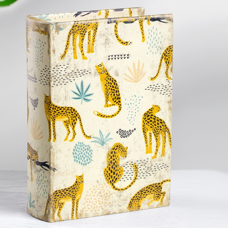 Шкатулка Glasar Cheetah в виде книги бежевая 14х5х20 см