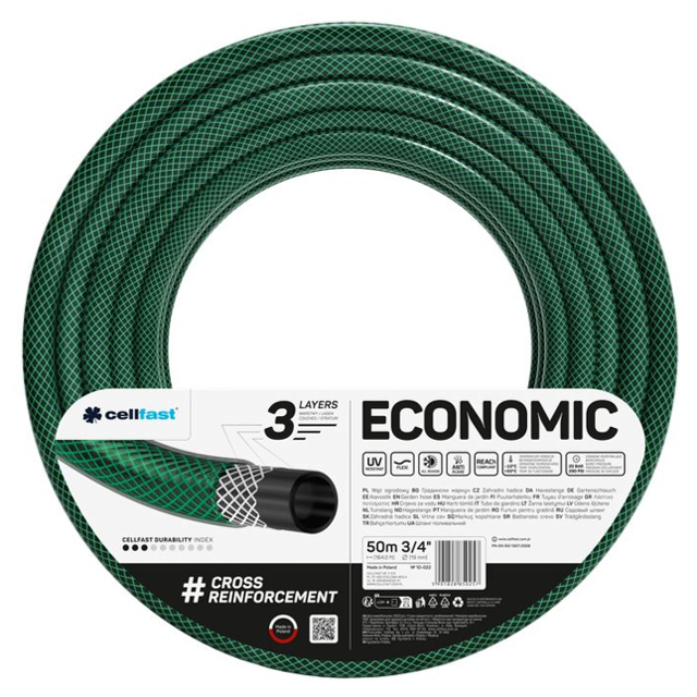 шланг армированный CELLFAST Economic 3/4" 50м 20Бар мерный