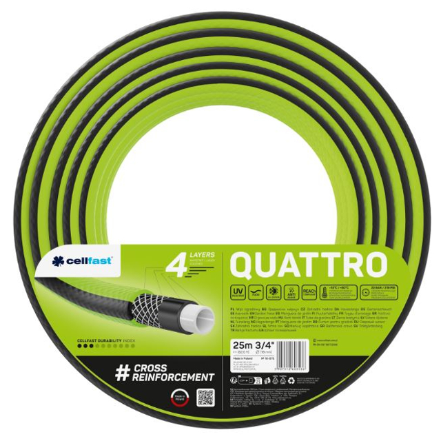 шланг армированный CELLFAST Quattro 3/4" 25м 20Бар