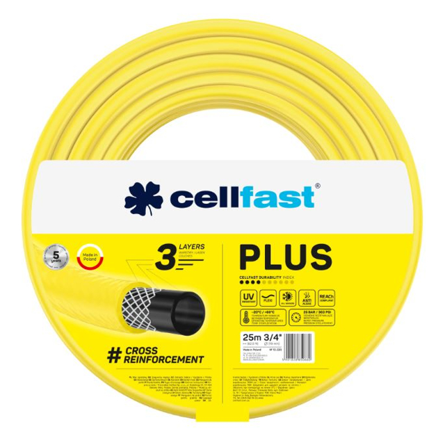 шланг армированный садовый CELLFAST PLUS 3/4" 25м 25Бар