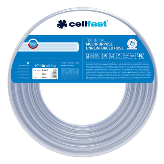 шланг неармированный CELLFAST 5/16" 8x1мм 50м 3Бар мерный