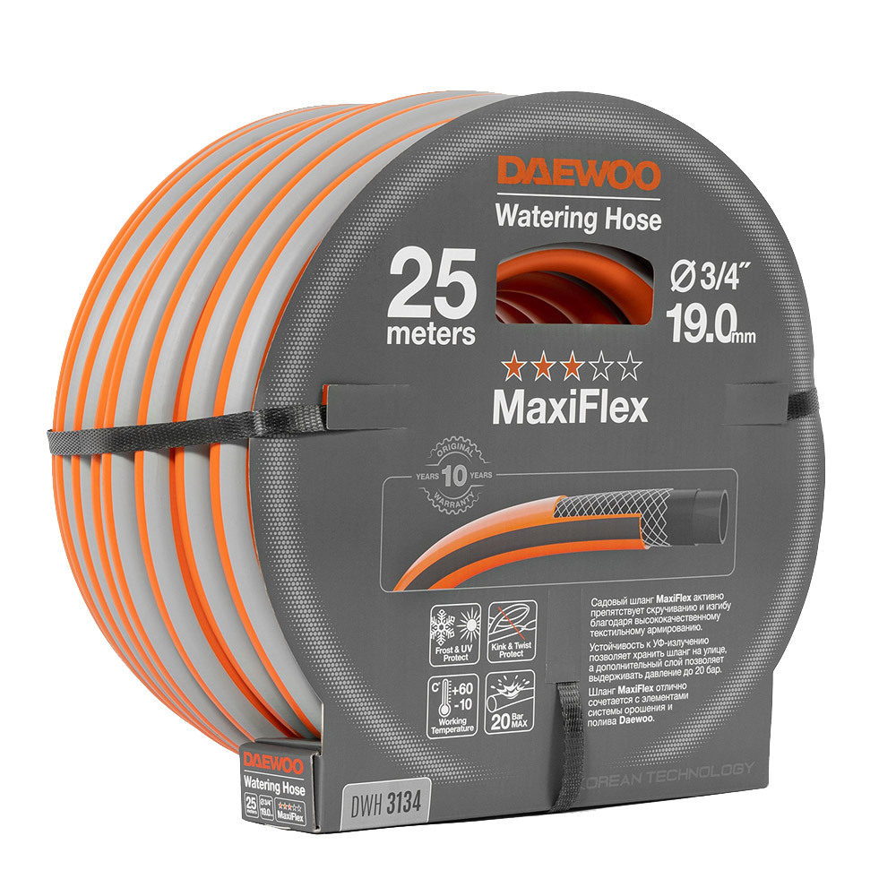 Шланг поливочный 3/4 25 м четырехслойный Daewoo MaxiFlex ПВХ (DWH 3134)