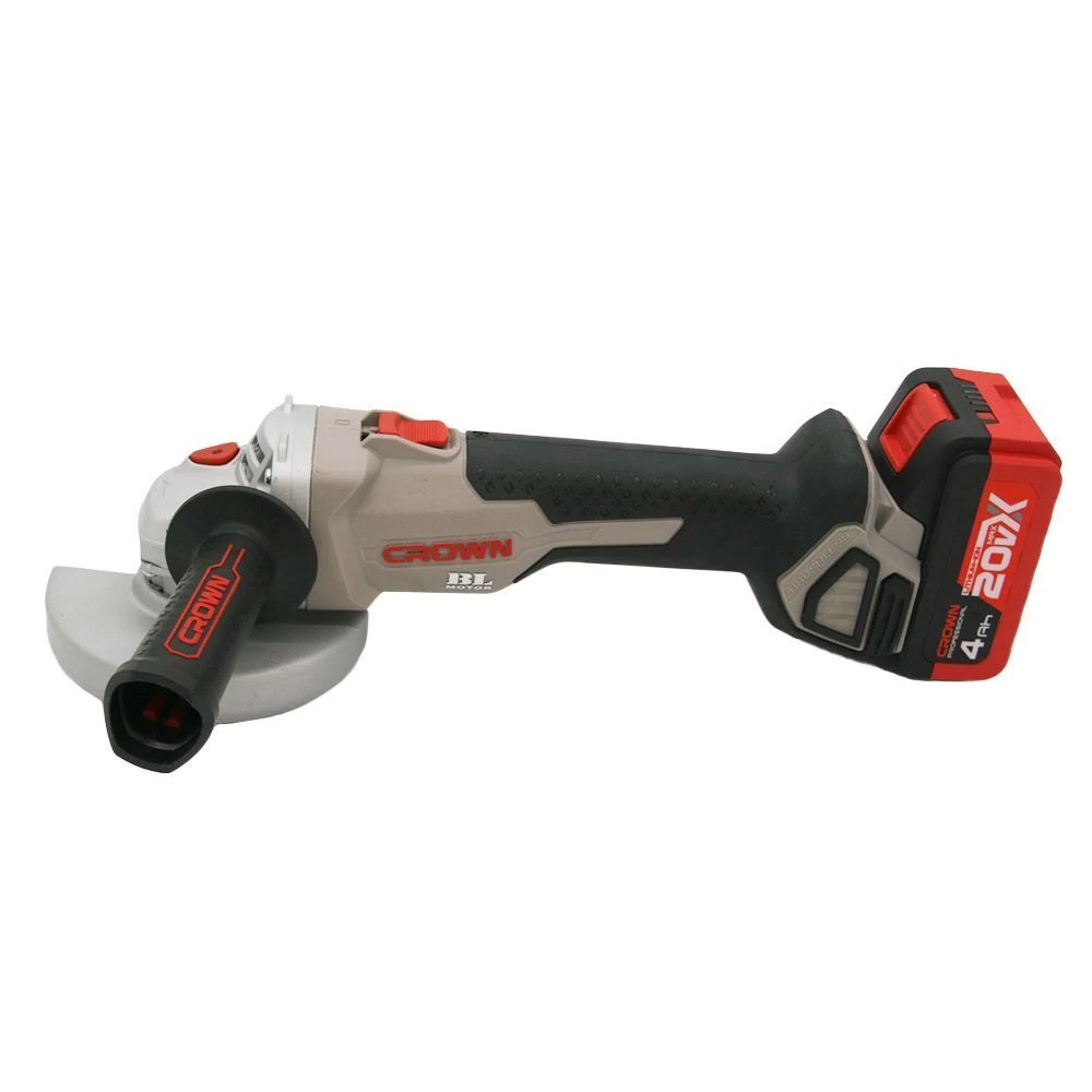 Шлифмашина угловая аккумуляторная Crown CT23001-125HX-4 BMC 20 В 4Ач Li-Ion d125 мм 2 АКБ и ЗУ