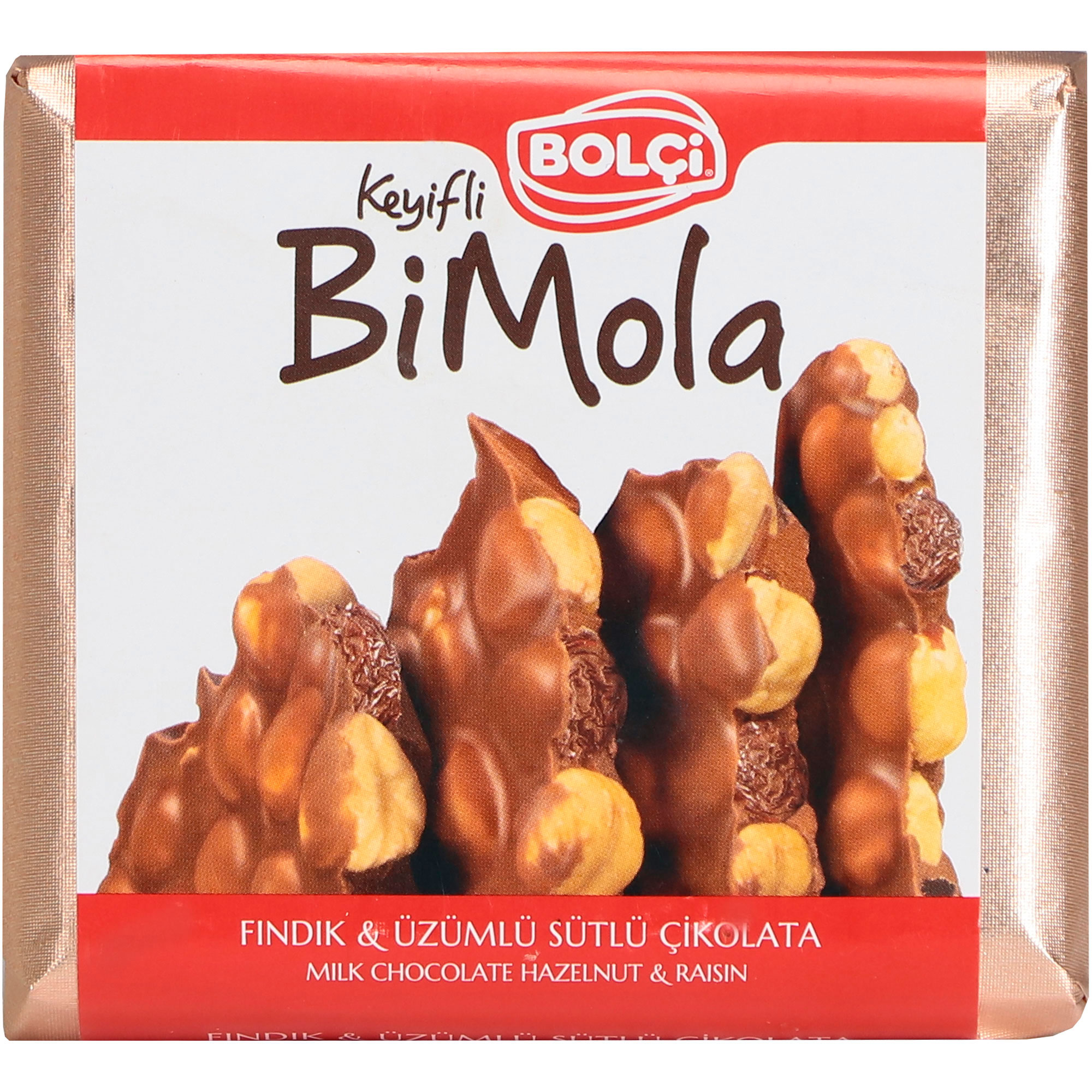 Шоколад молочный Bolci Лесной орех и изюм, 70 г