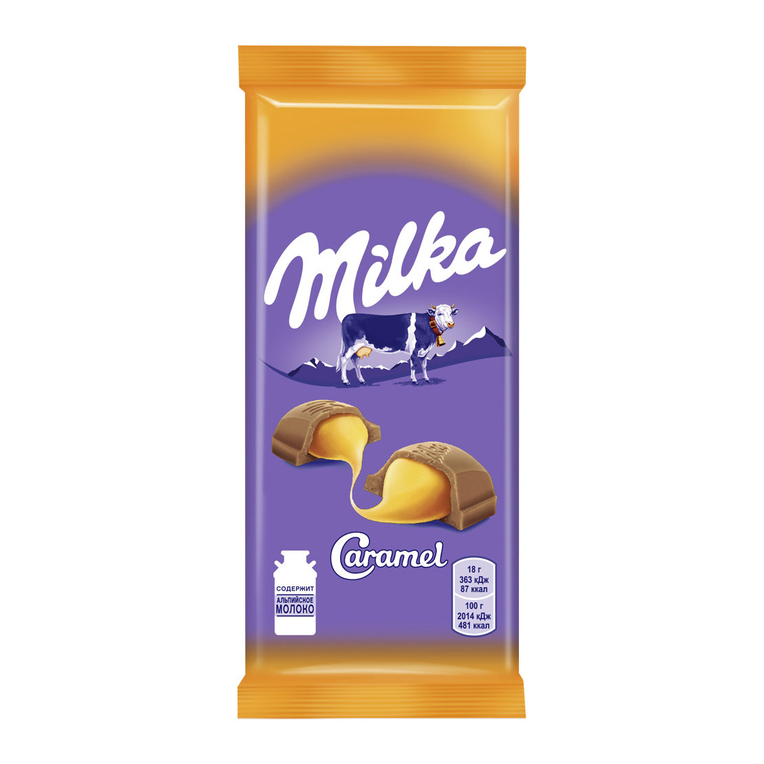 Шоколад молочный Milka с карамельной начинкой 90 г
