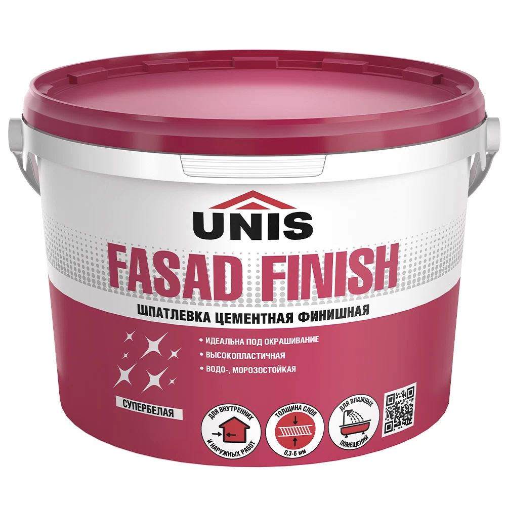 Шпаклевка цементная Unis Fasad Finish финишная белая 5 кг