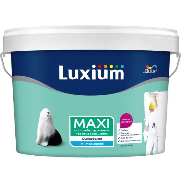 Шпаклевка финишная Luxium Maxi цвет белый 2.9 л