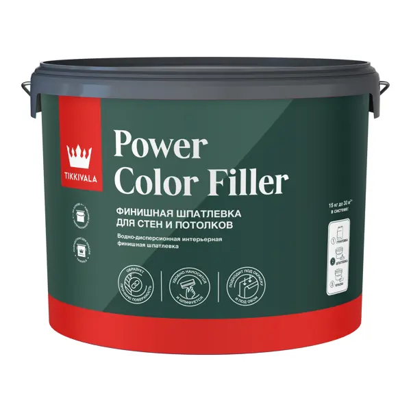 Шпаклевка латексная финишная Tikkivala Power Color Filler 15 кг