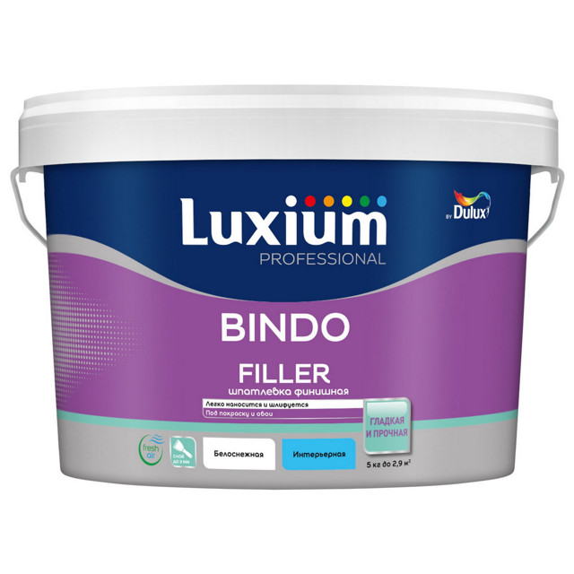 шпатлевка готовая LUXIUM Bindo Filler финишная 5кг, арт.50035265