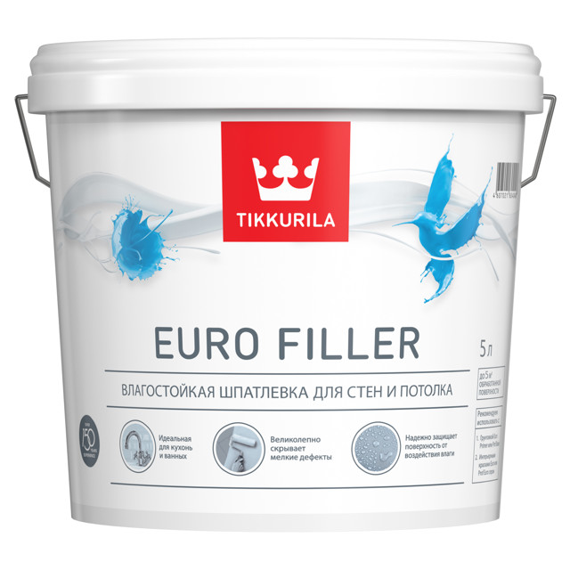 шпатлевка готовая TIKKIVALA Euro Filler влагостойкая 5л, арт.700012220