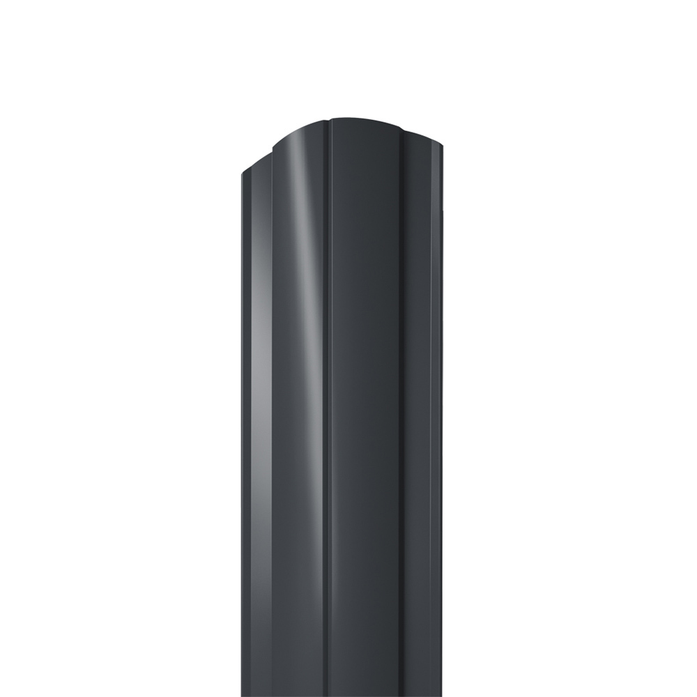 Штакетник двухсторонний полукруглый slim 0,45 мм 100х2000 мм графитовый серый RAL 7024 фигурный срез