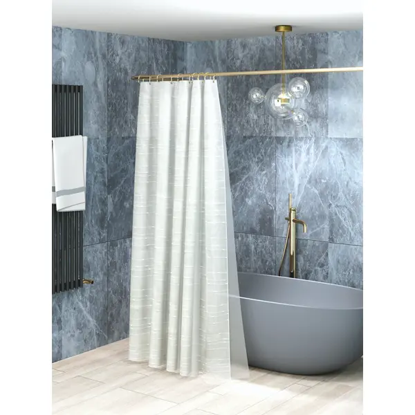 Штора для ванной 180x200 бриз белый пэс