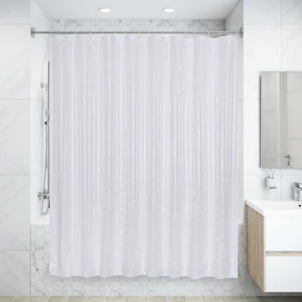 Штора для ванной Bath Plus 240x200 см полиэстер цвет белый
