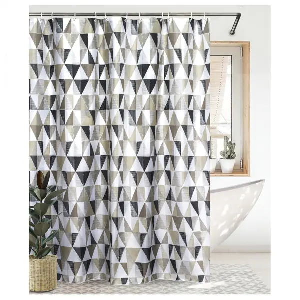 Штора для ванной Bath Plus Charme Red Triangular Scrawl 180x180 см полиэстер цвет бело-серый