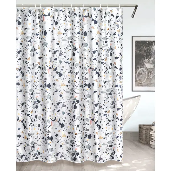 Штора для ванной Bath Plus Terrazzo CH-21264 180x180 см цвет белый черный серый