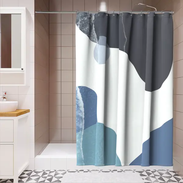 Штора для ванной Lemer Arborea 180x200 см полиэстер цвет белый/синий