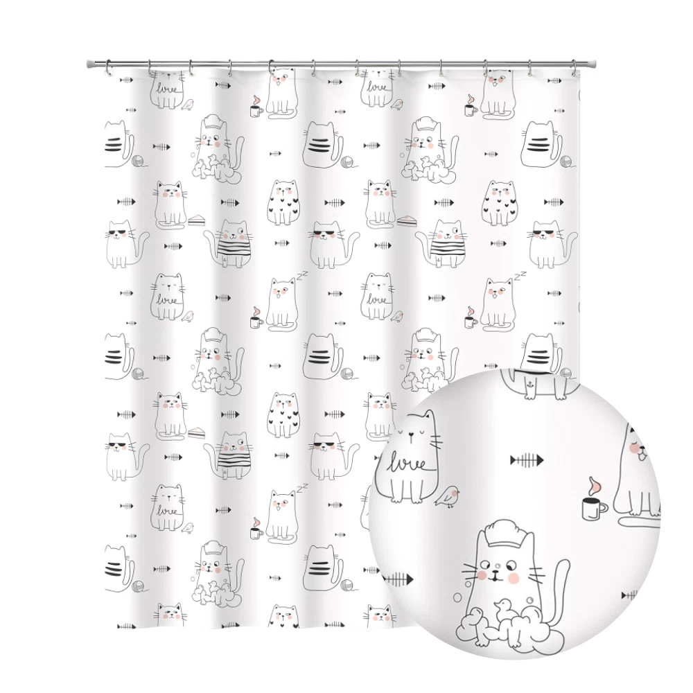 Штора для ванны Fora Cats 1800х1800 мм полиэстер белая (FOR-PH-CATS)