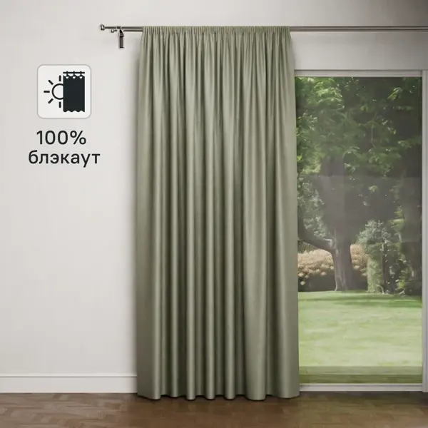 Штора на ленте Блейк 200x280 см цвет серо-коричневый