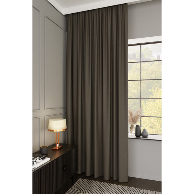 штора портьерная на шт.ленте AMAZONTEXTILE HOME блэкаут 200x260см коричневая, арт. Nightfall v7