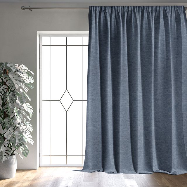 штора портьерная на шт.ленте AMAZONTEXTILE HOME рогожка 200x270см синяя, арт. M Loris v2