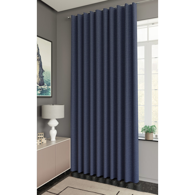 штора портьерная на шт.ленте AMAZONTEXTILE HOME рогожка 200x300см синяя, арт. M Moon v6