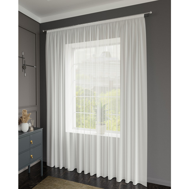 штора тюлевая на шт.ленте AMAZONTEXTILE HOME шифон 300х260см молочная, арт. М Monica v3